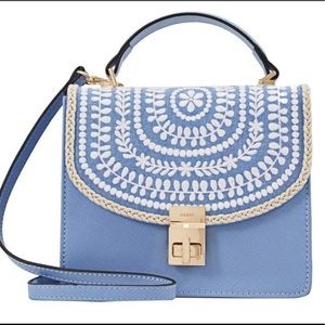 Embroidered Satchel Purse / Crossbody Bag Blue